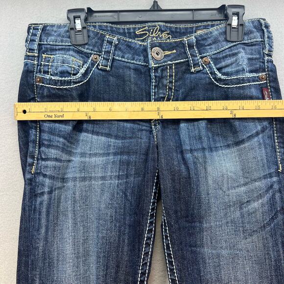 Silver Jean Co Jeans Women's Size 6 28 Dark Blue Santorini Capri Normcore - Picture 3 of 13